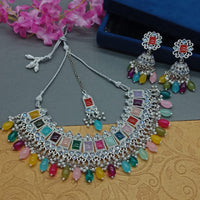 Sai Fashion Silver Plated Crystal Stone Necklace Set
