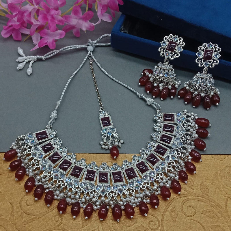 Sai Fashion Silver Plated Crystal Stone Necklace Set