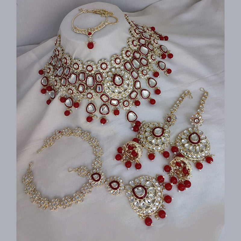 Sai Fashion Gold Plated Kundan Stone Semi Bridal Necklace Set