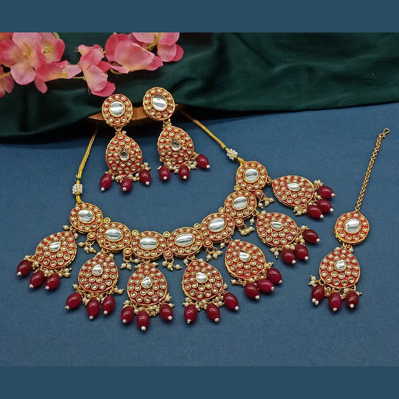 Sai Fashion Gold Plated Kundan And Beads Necklace Set