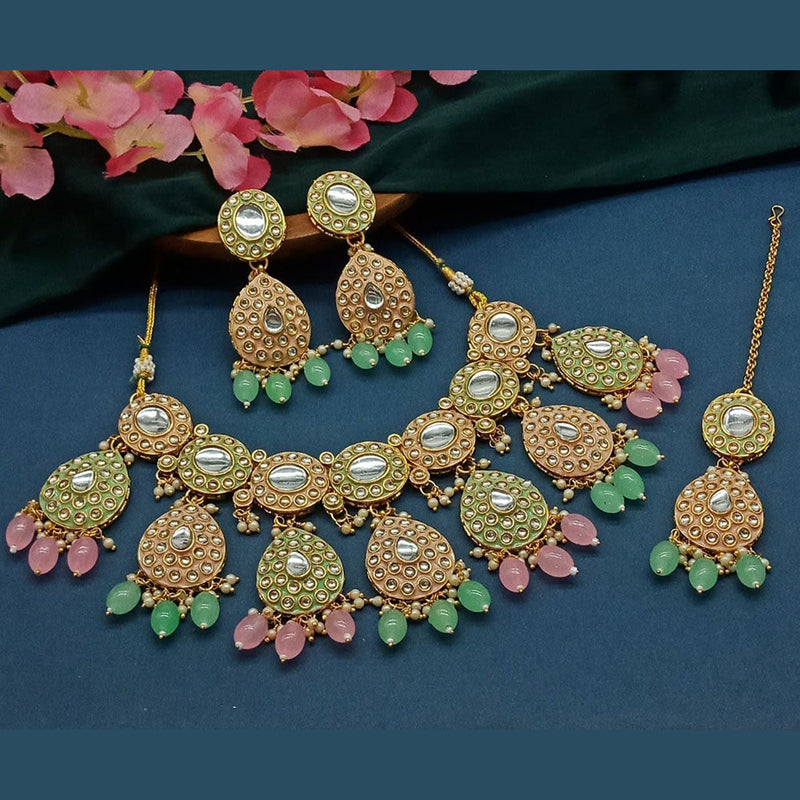 Sai Fashion Gold Plated Kundan And Beads Necklace Set