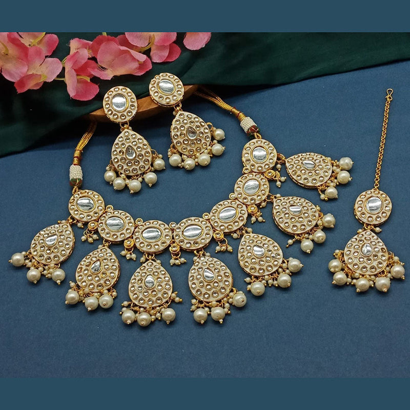 Sai Fashion Gold Plated Kundan And Beads Necklace Set