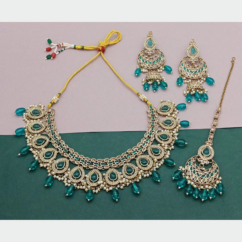 Sai Fashion Gold Plated Kundan Stone And Beads Necklace Set