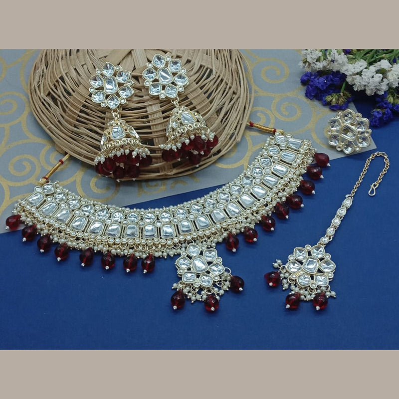 Sai Fashion Gold Plated Kundan Stone Choker Necklace Set