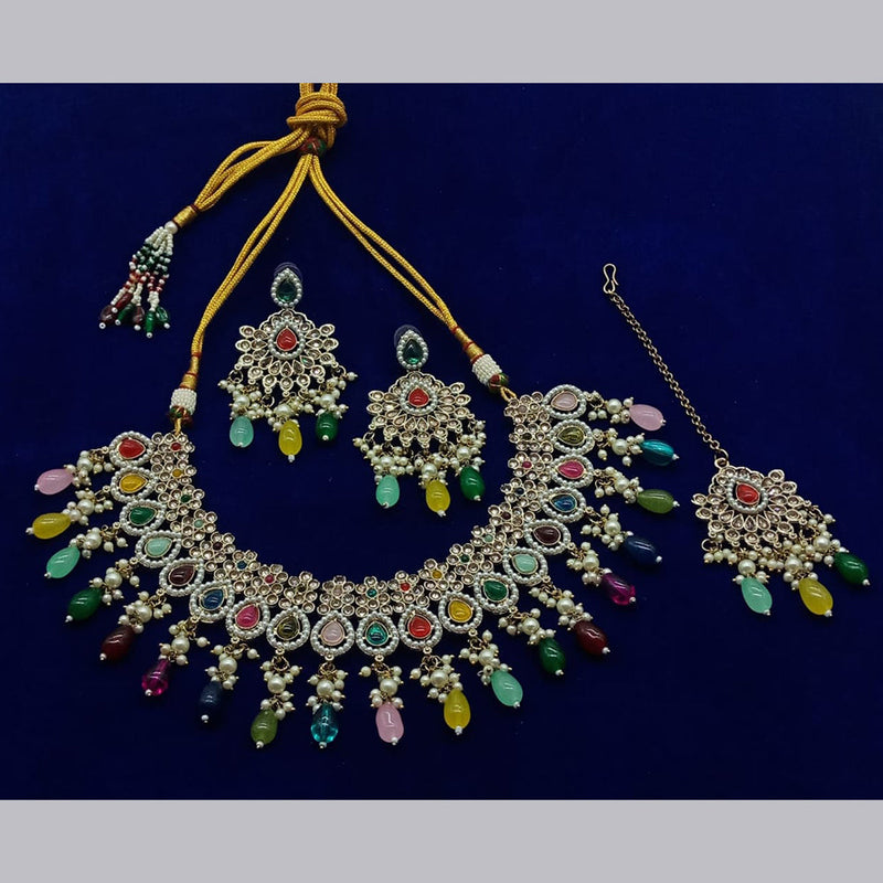 Sai Fashion Gold Plated Kundan Stone Necklace Set