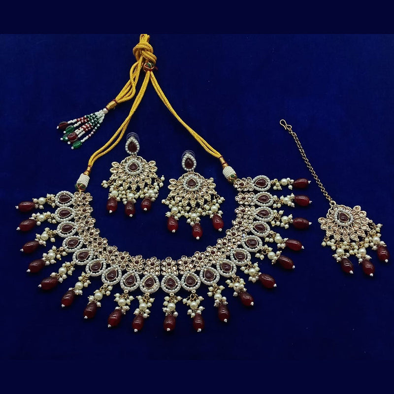 Sai Fashion Gold Plated Kundan Stone Necklace Set