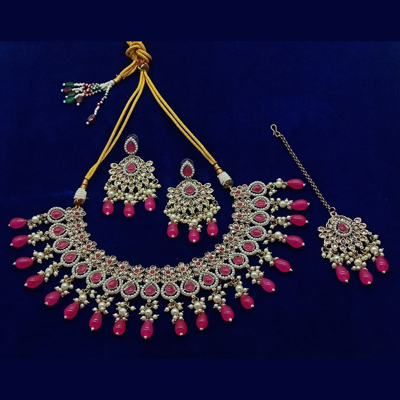 Sai Fashion Gold Plated Kundan Stone Necklace Set