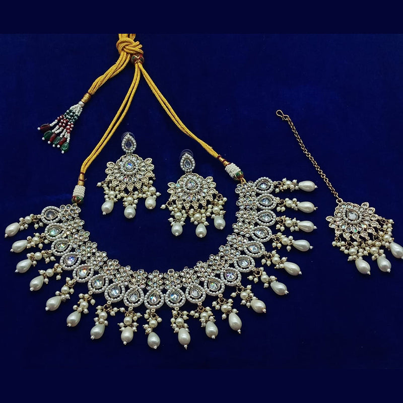 Sai Fashion Gold Plated Kundan Stone Necklace Set