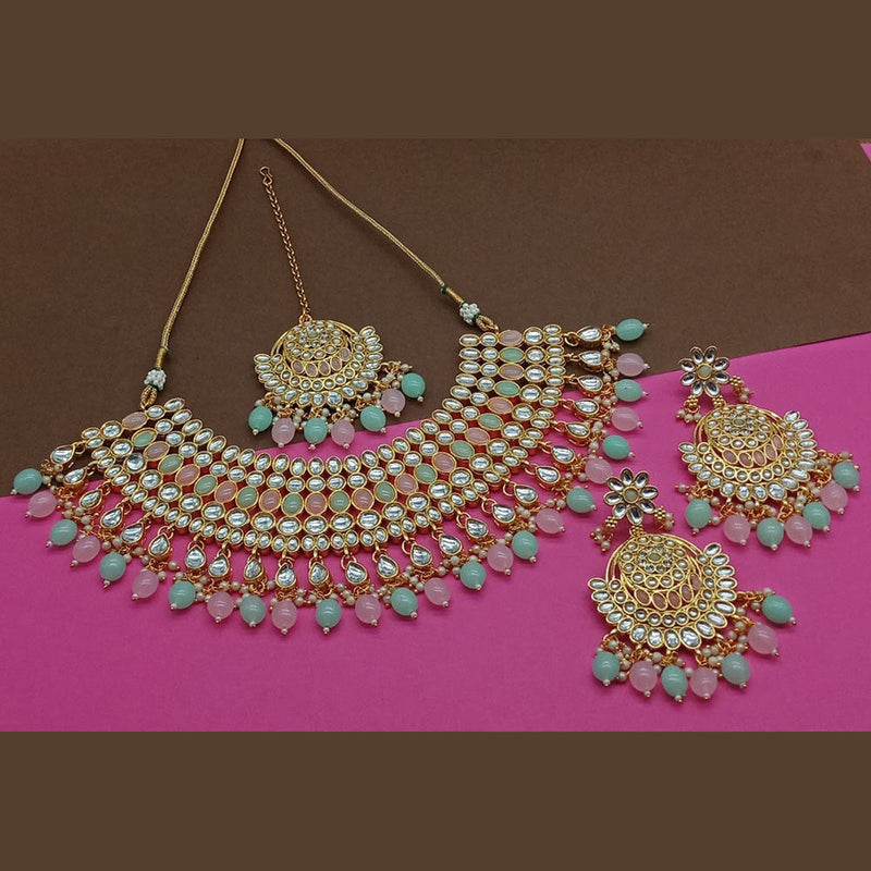 Sai Fashion Gold Plated Kundan Stone Necklace Set