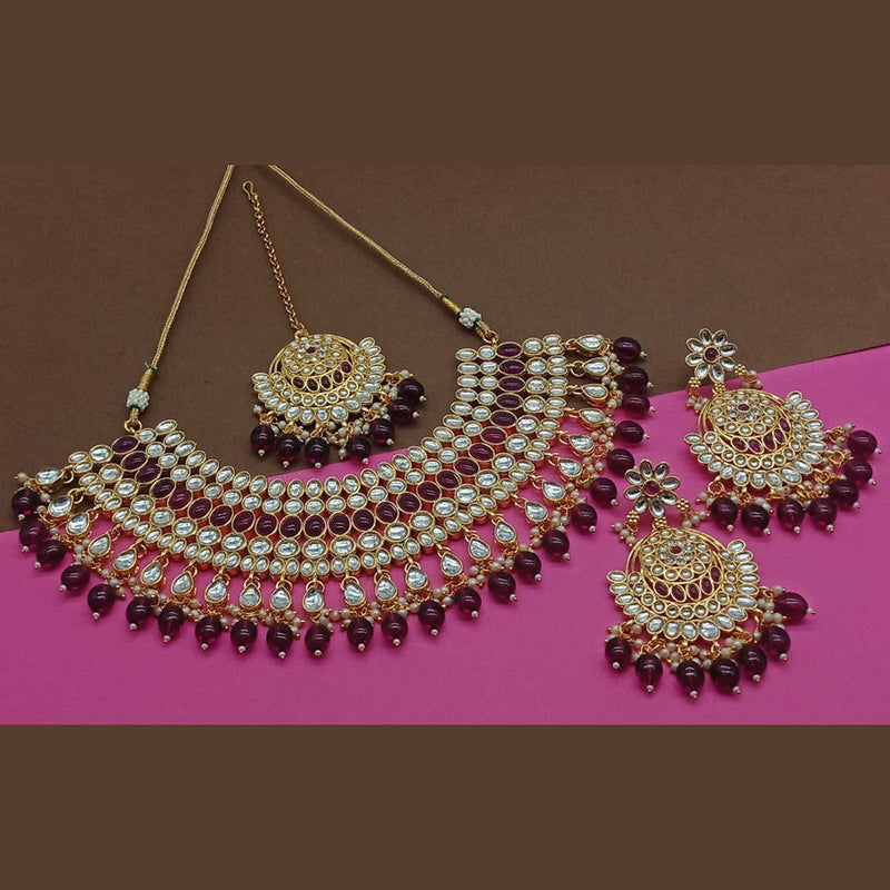 Sai Fashion Gold Plated Kundan Stone Necklace Set