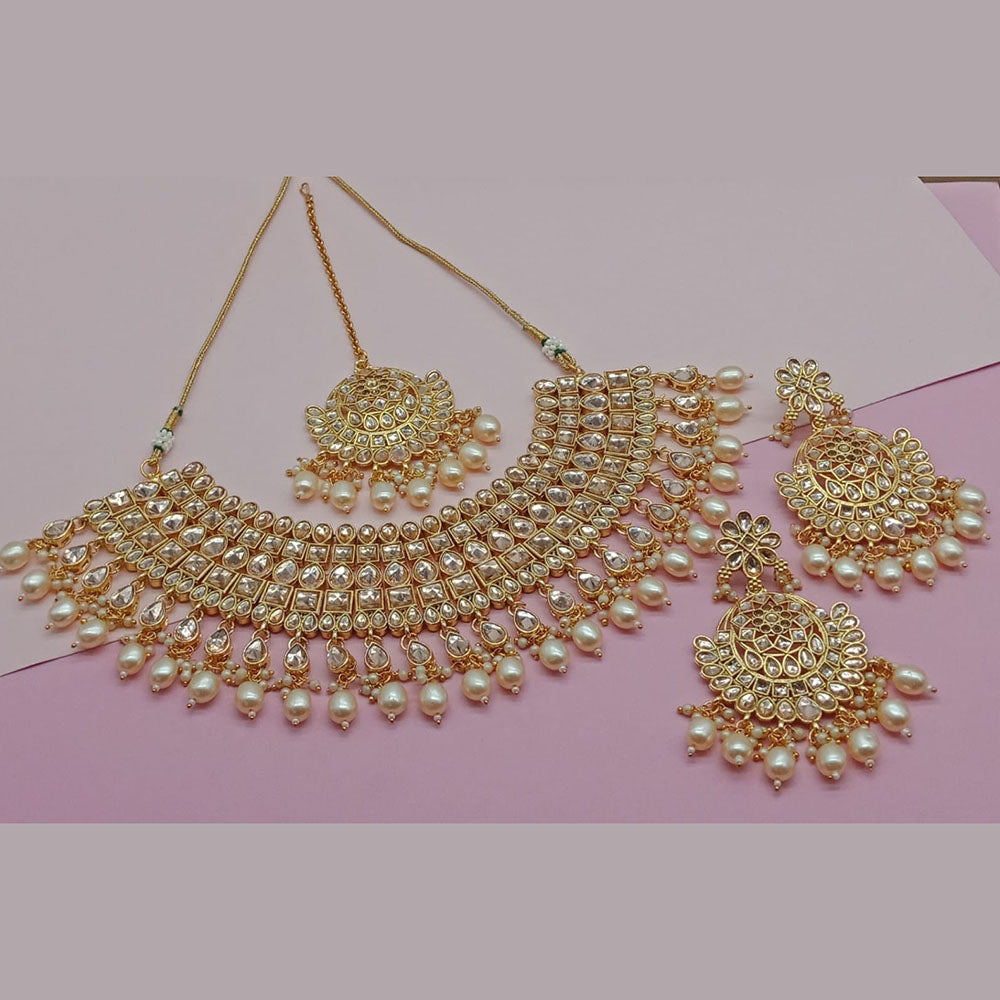 Sai Fashion Gold Plated Kundan Stone Necklace Set