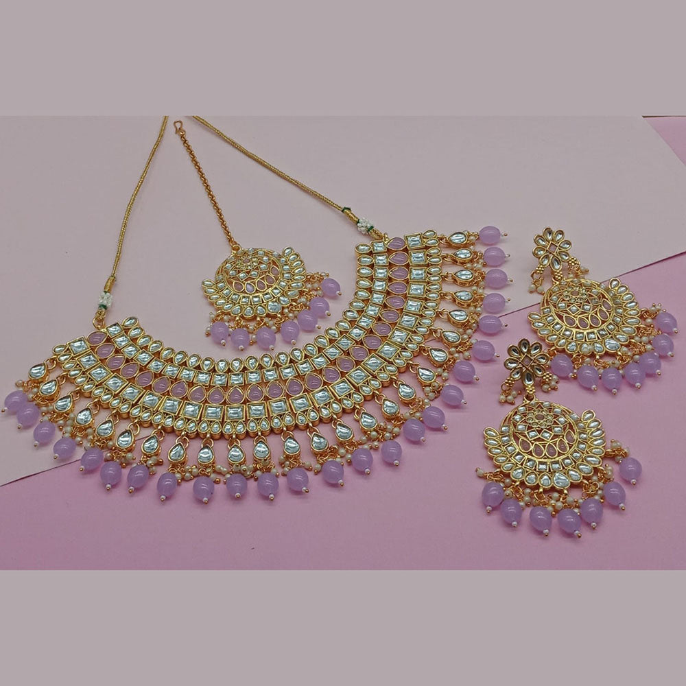 Sai Fashion Gold Plated Kundan Stone Necklace Set