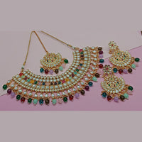 Sai Fashion Gold Plated Kundan Stone Necklace Set
