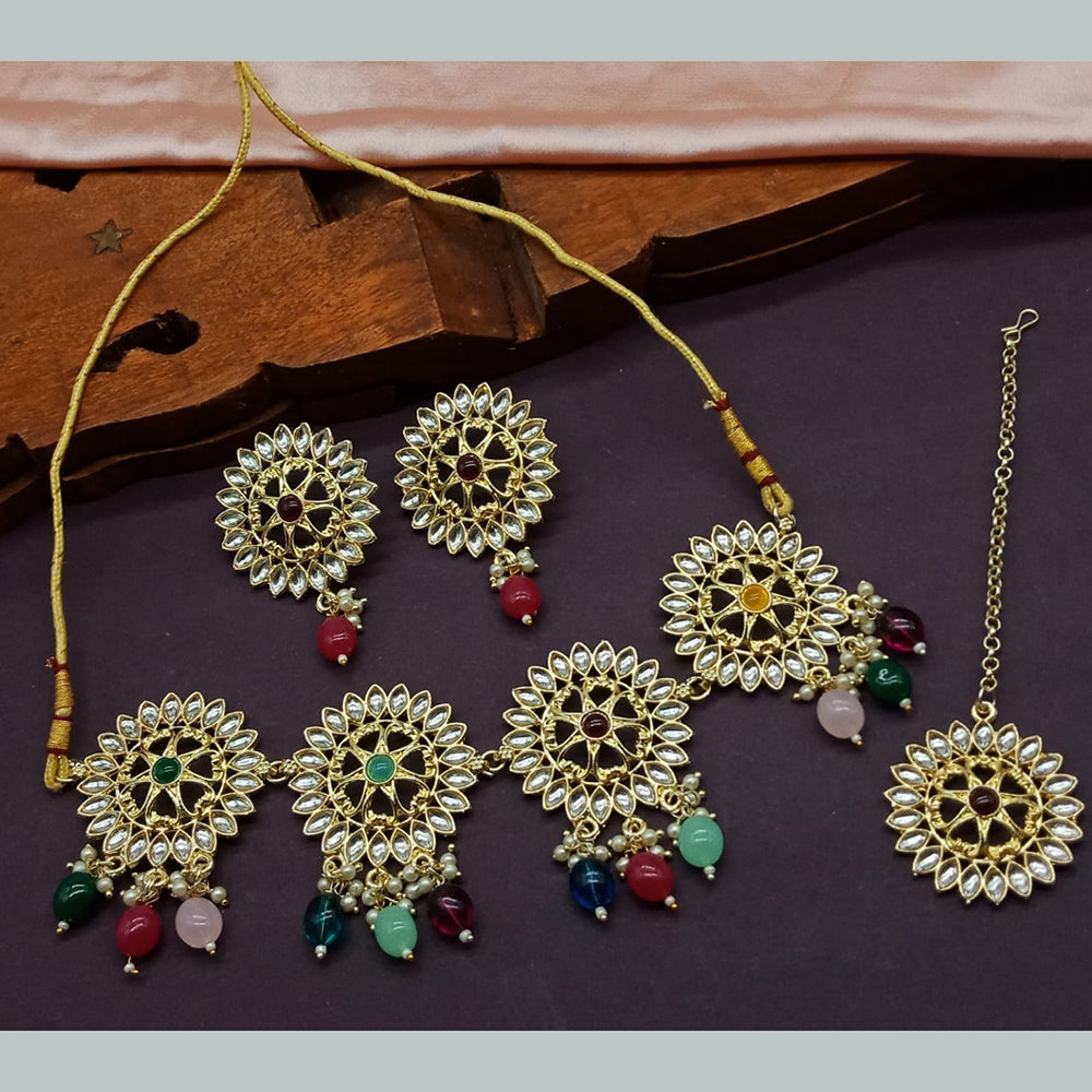 Sai Fashion Gold Plated Kundan Stone Choker Necklace Set