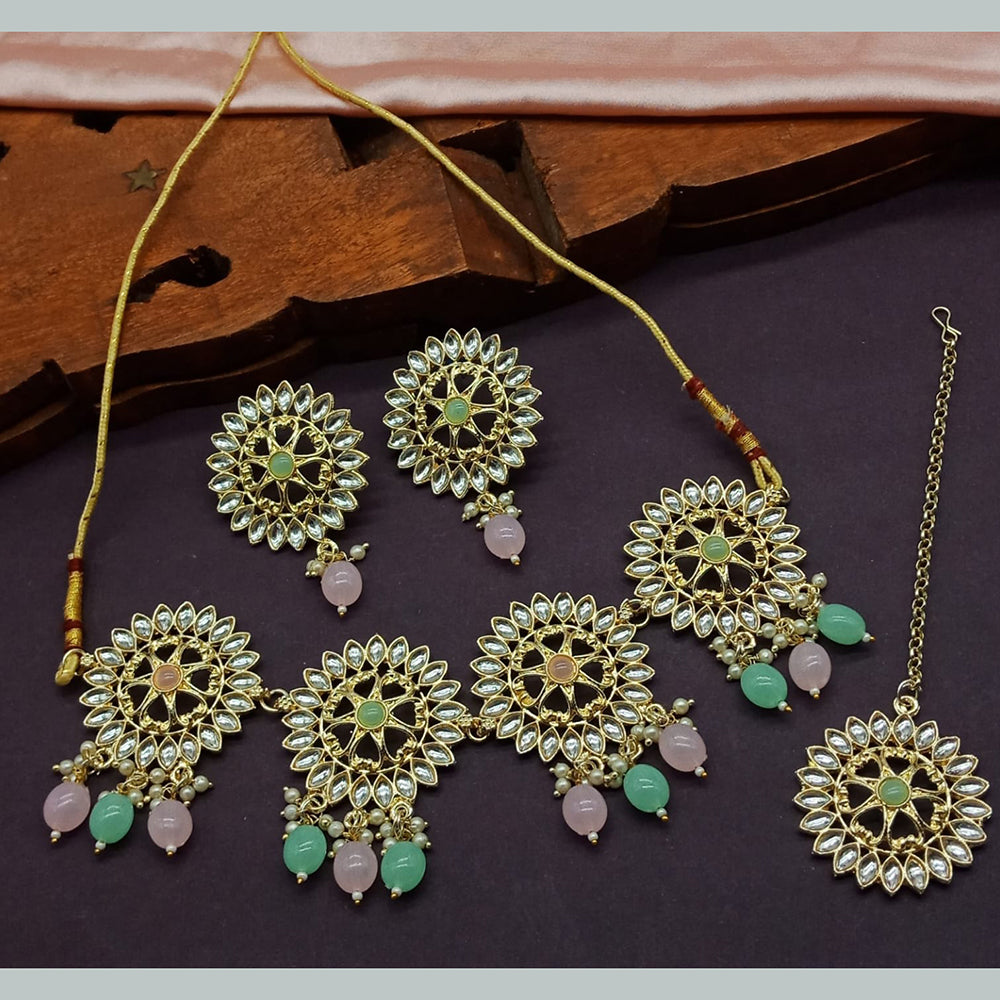 Sai Fashion Gold Plated Kundan Stone Choker Necklace Set