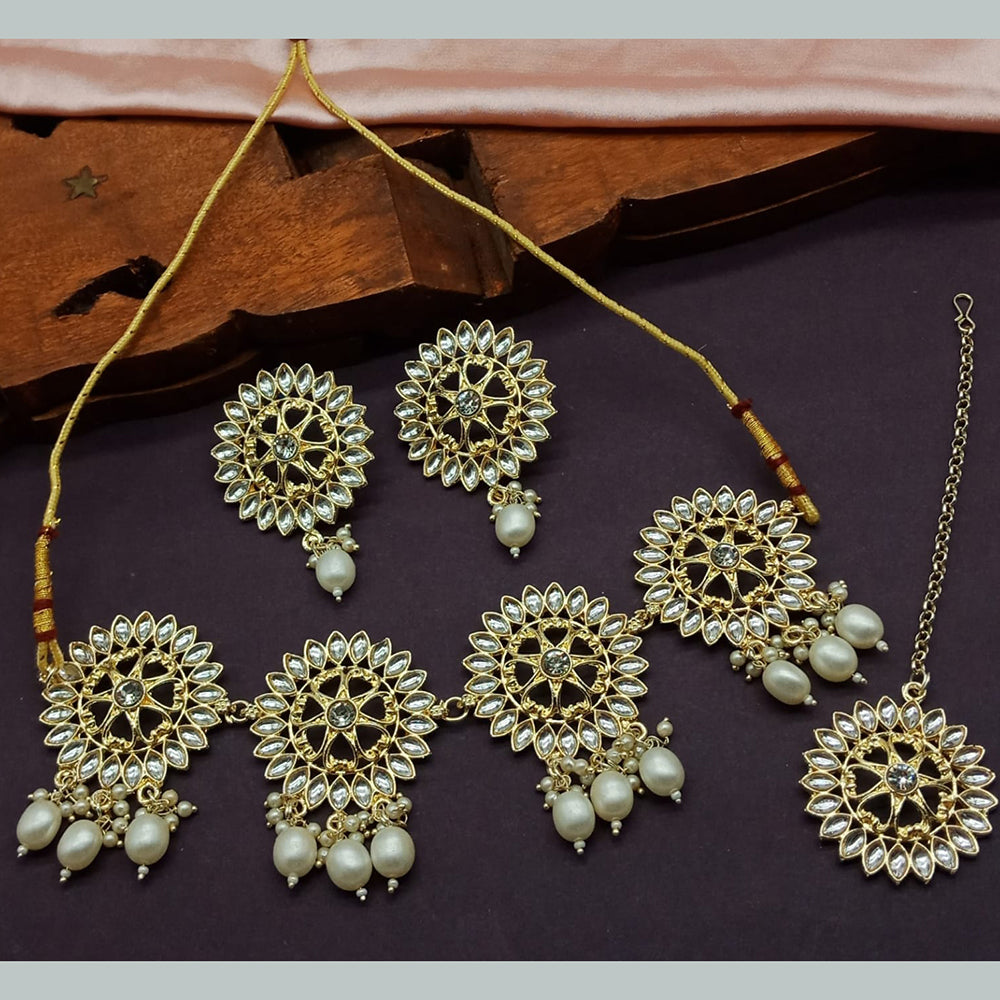 Sai Fashion Gold Plated Kundan Stone Choker Necklace Set