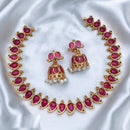 Sai Fashion Gold Plated Pota Stone And Pearls Necklace Set