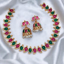 Sai Fashion Gold Plated Pota Stone And Pearls Necklace Set