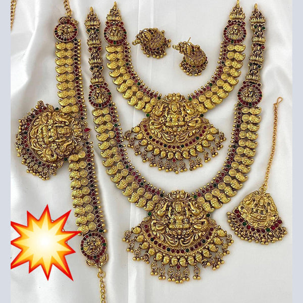 Sai Fashion Gold Plated  Pota Stone Temple  Necklace Combo Set