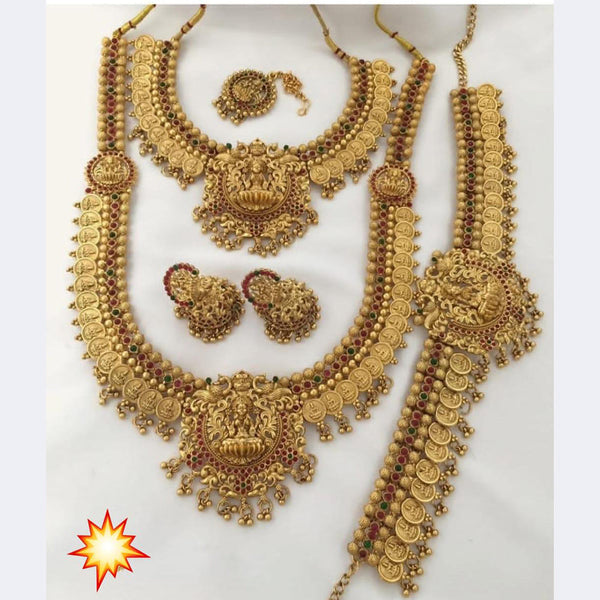 Sai Fashion Gold Plated  Pota Stone Temple  Necklace Combo Set