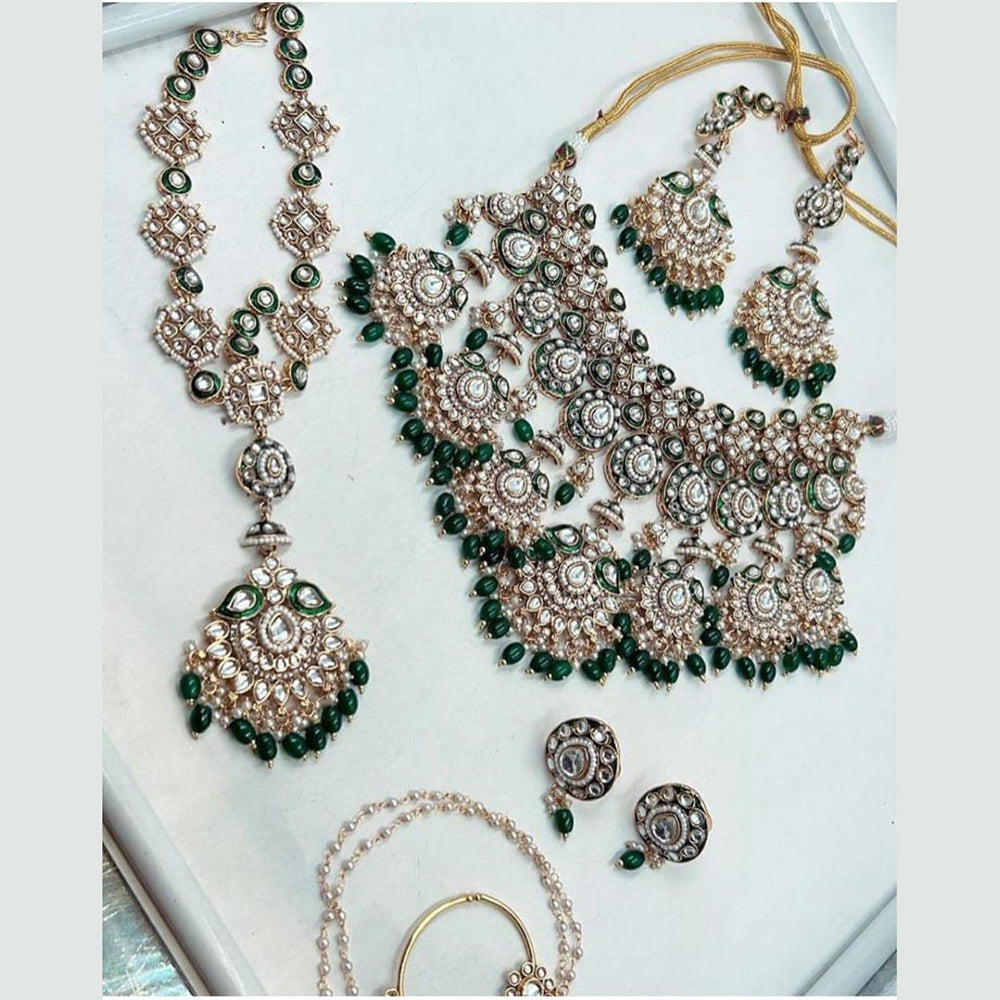 Sai Fashion Gold Plated Kundan Stone And Beads Meenakari Necklace Set