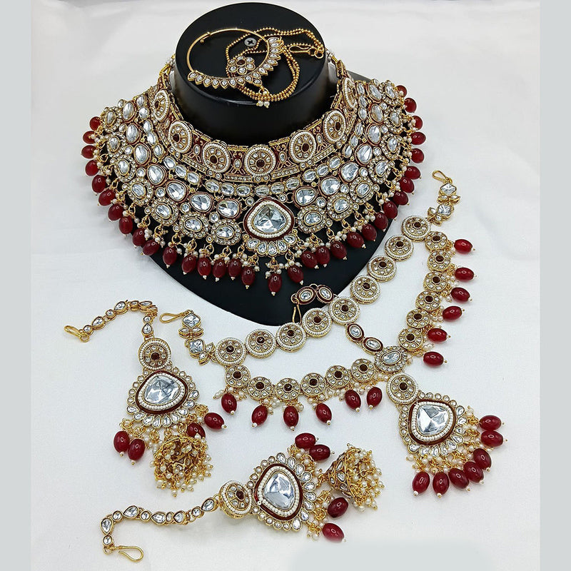 Sai Fashion Gold Plated Kundan Stone And Beads Necklace Set