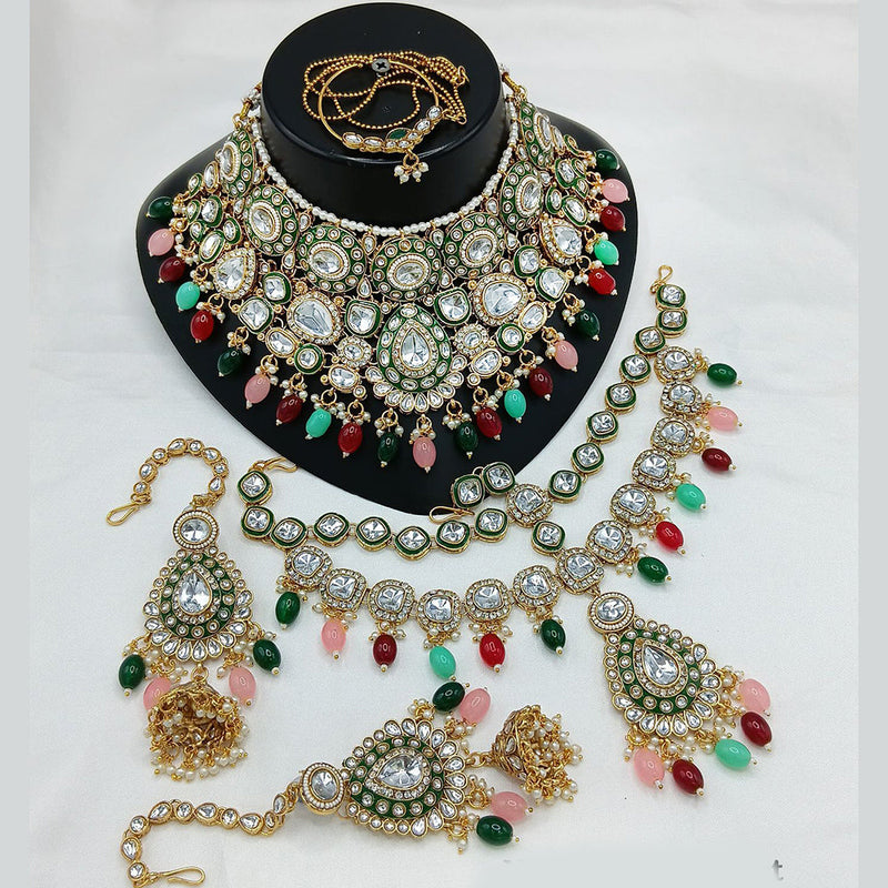 Sai Fashion Gold Plated Kundan Stone And Beads Necklace Set