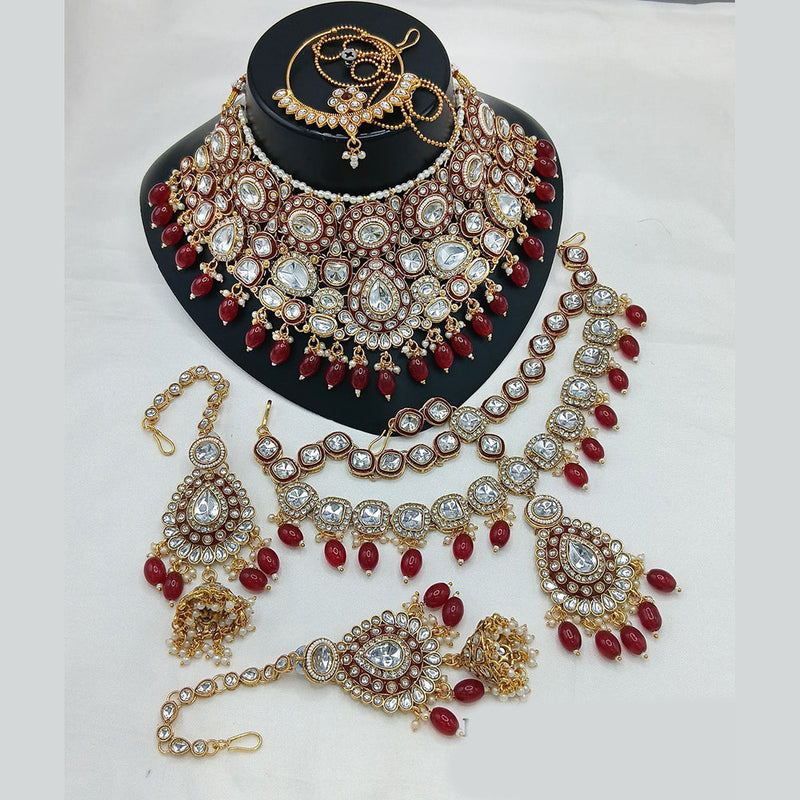 Sai Fashion Gold Plated Kundan Stone And Beads Necklace Set