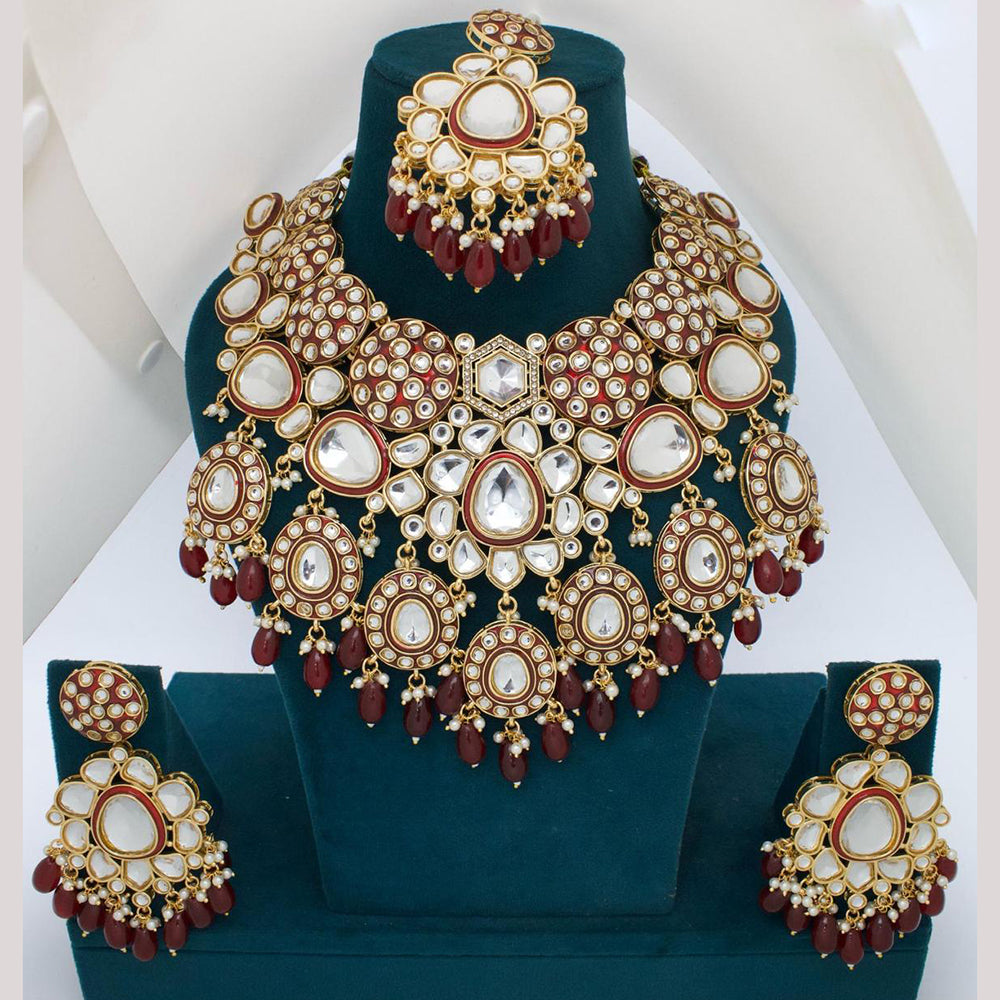 Sai Fashion Gold Plated Kundan And Beads Necklace Set