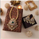 Sai Fashion Gold Plated American Daimonds  And  Pearl Necklace Set