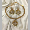 Sai Fashion Gold Plated Austrain Stone And  Pearl Necklace Set