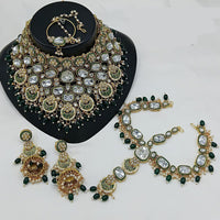 Sai Fashion Gold Plated Kundan Stone And Beads Semi-Bridal Set
