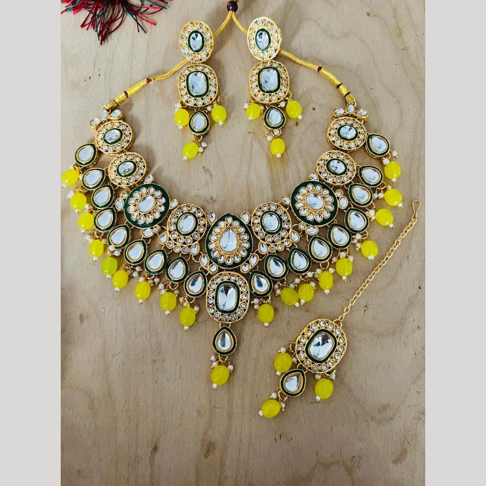 Sai Fashion Gold Plated Kundan Stone Beads And Pearl Necklace Set