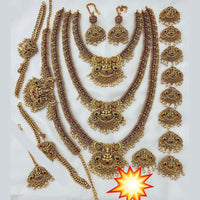 Sai Fashion Premium Pota Stone Temple Bridal Jewellery Set