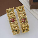 Sai Fashion Antique Elephant Design Pota Stones Openable Bangles Set