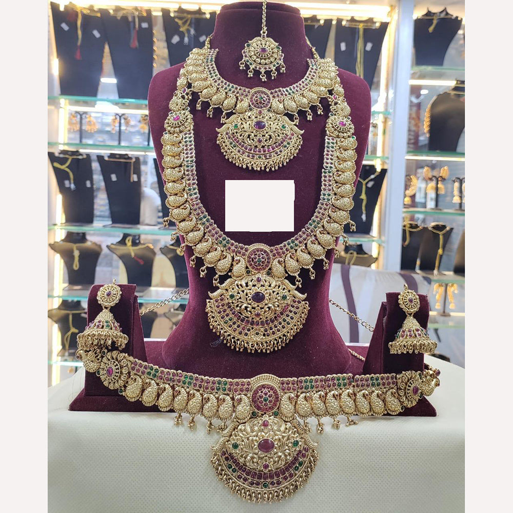 Sai Fashion Bharatnatyam Style Pota Stone Combo Set South Indian Jewellery For Classical And Festive  Wear