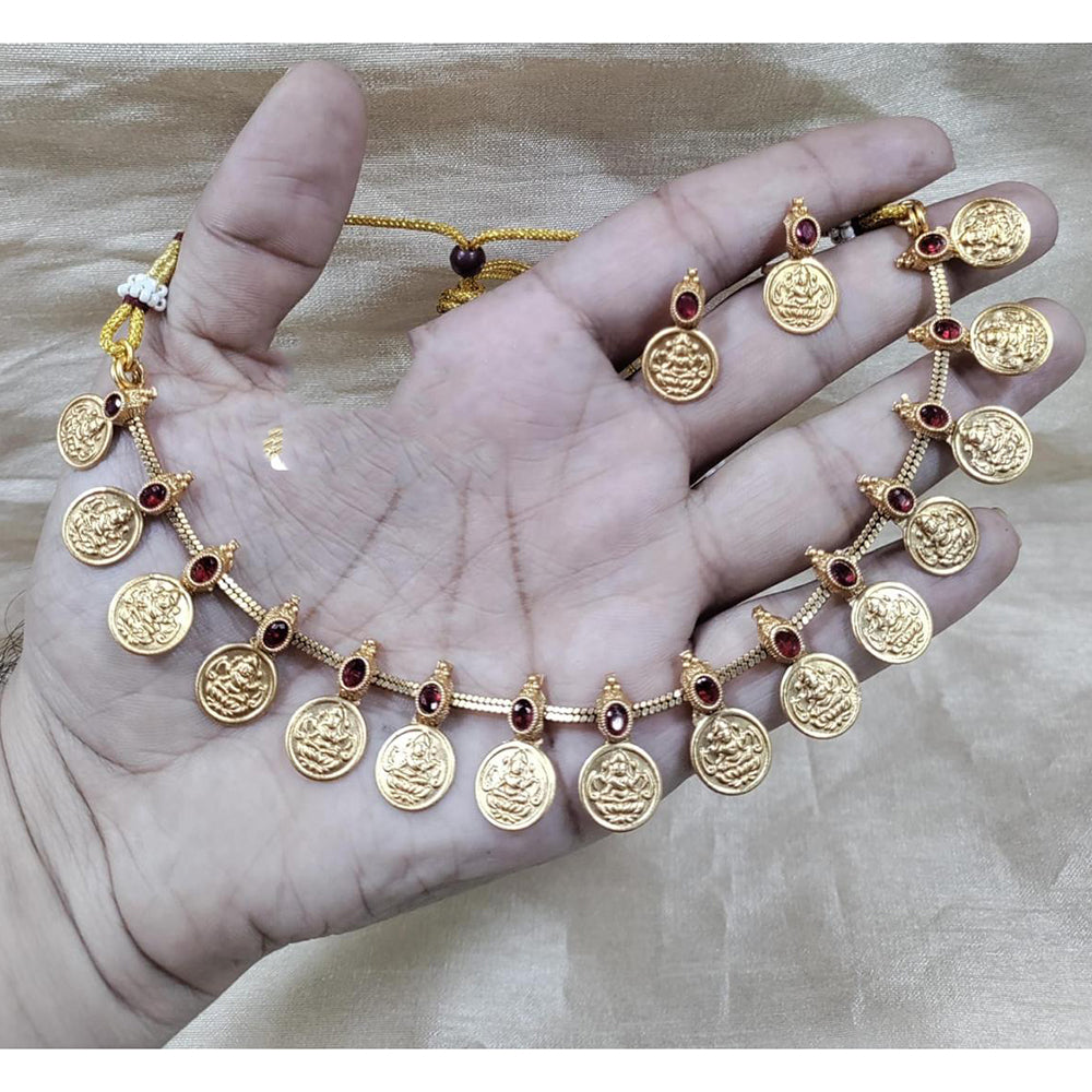 Sai Fashion Pota Stone And Temple Necklace Set