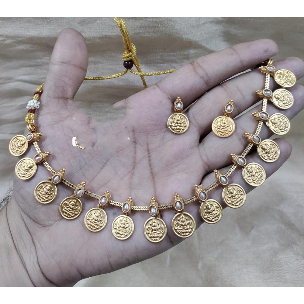 Sai Fashion Pota Stone And Temple Necklace Set