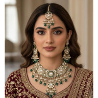 Sai Fashion Designer Pota Stone Pearl And Beads Necklace Set