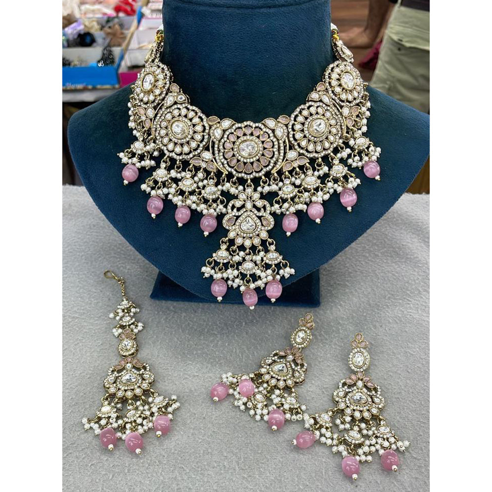 Sai Fashion Designer Pota Stone Pearl And Beads Necklace Set