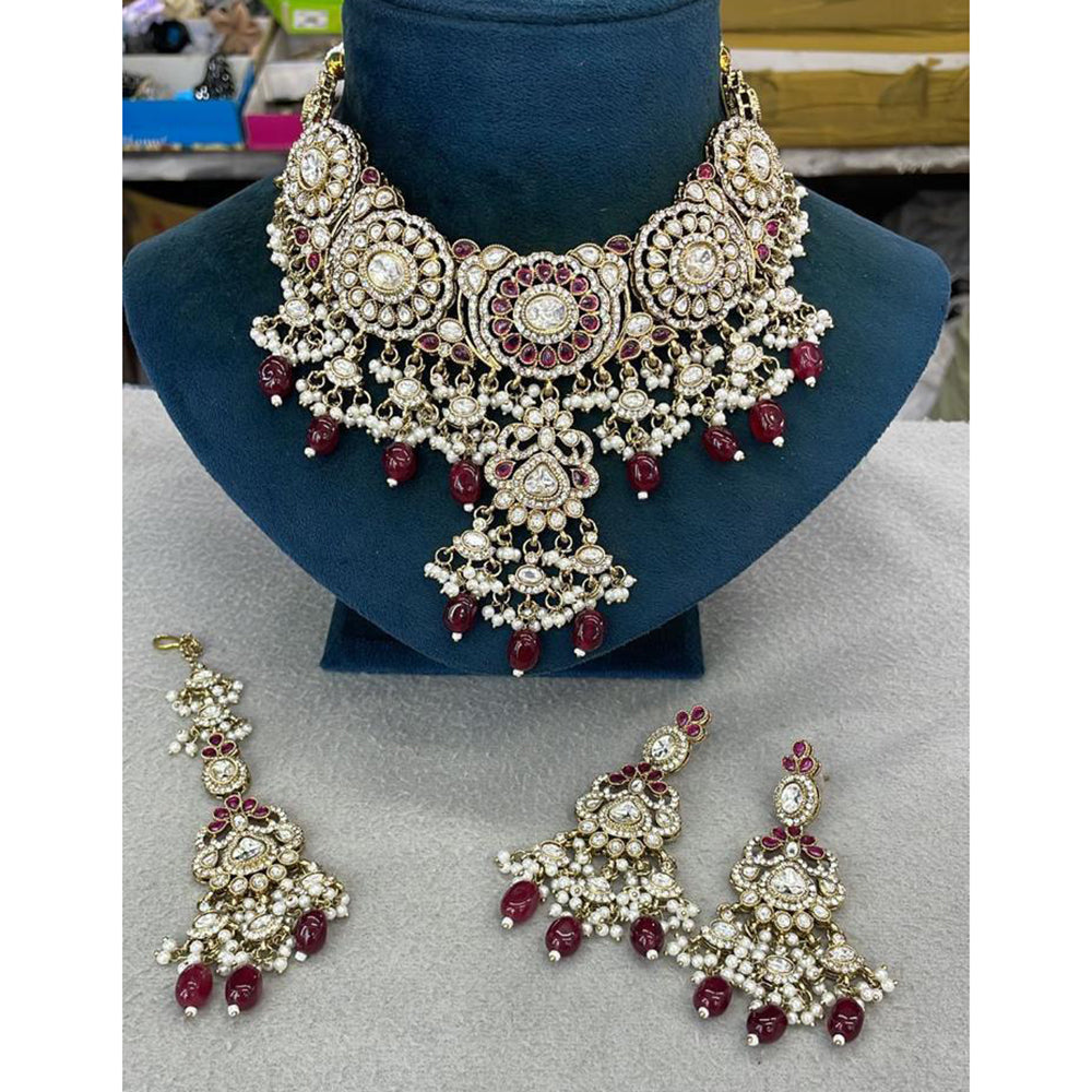 Sai Fashion Designer Pota Stone Pearl And Beads Necklace Set