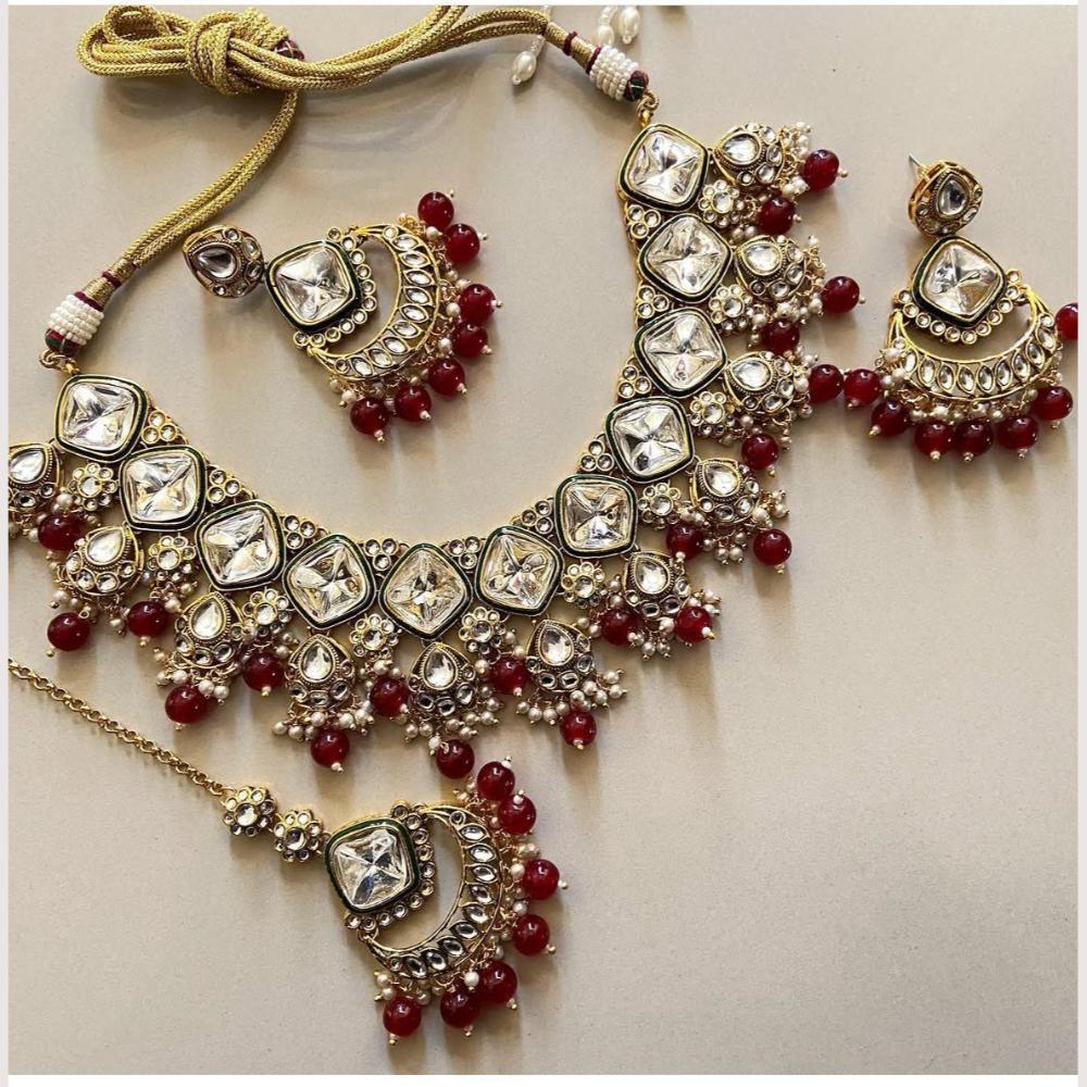 Sai Fashion Designer Kundan Stone And Beads Necklace Set