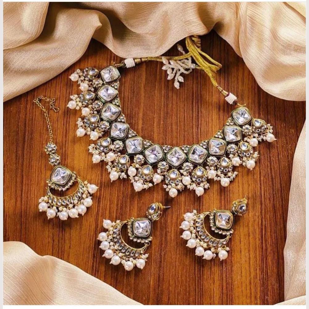 Sai Fashion Designer Kundan Stone And Beads Necklace Set