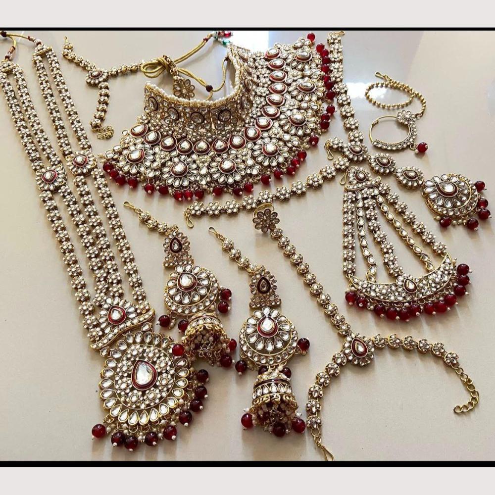 Sai Fashion Regal Kundan Stone And Beads Bridal Set