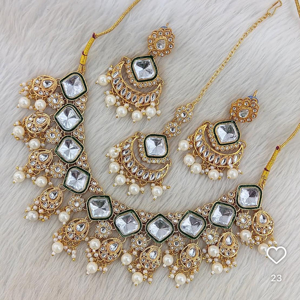 Sai Fashion Designer Kundan Stone And Beads Necklace Set