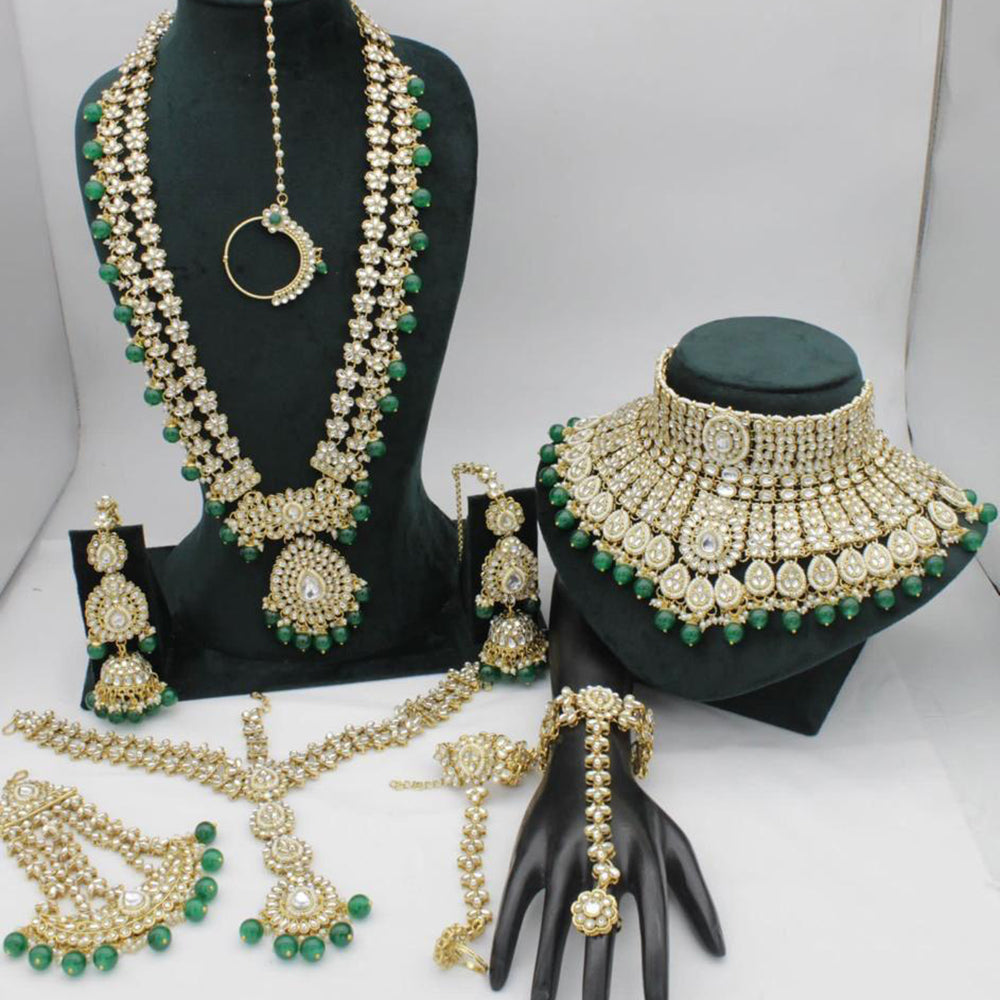 Sai Fashion Regal Kundan Stone And Beads Bridal Jewellery Set