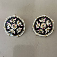 Sai Fashion Fashionable Kundan Stone and Meenakari Studs Earrings