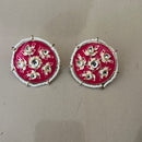 Sai Fashion Fashionable Kundan Stone and Meenakari Studs Earrings