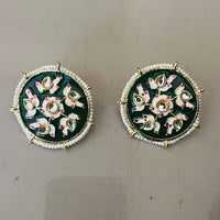 Sai Fashion Fashionable Kundan Stone and Meenakari Studs Earrings