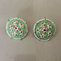 Sai Fashion Fashionable Kundan Stone and Meenakari Studs Earrings